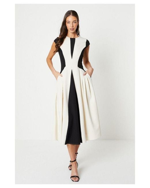 Coast White Crepe Colour Block Midi Dress
