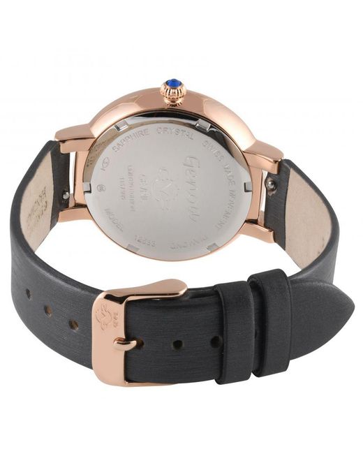 Gv2 Gray Genoa 12533S Swiss Quartz Mother Of Pearl Diamond Leather Watch