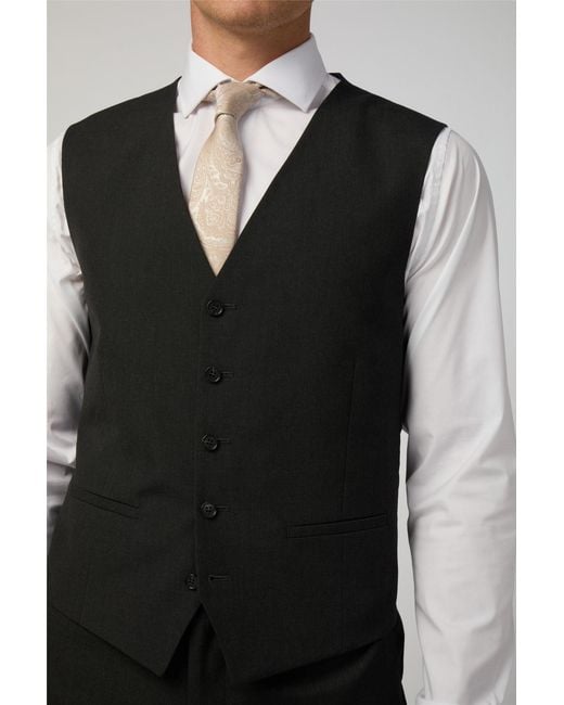Limehaus Black Single Breasted Sleeveless Five Button V-Neck Regular Waistcoat for men