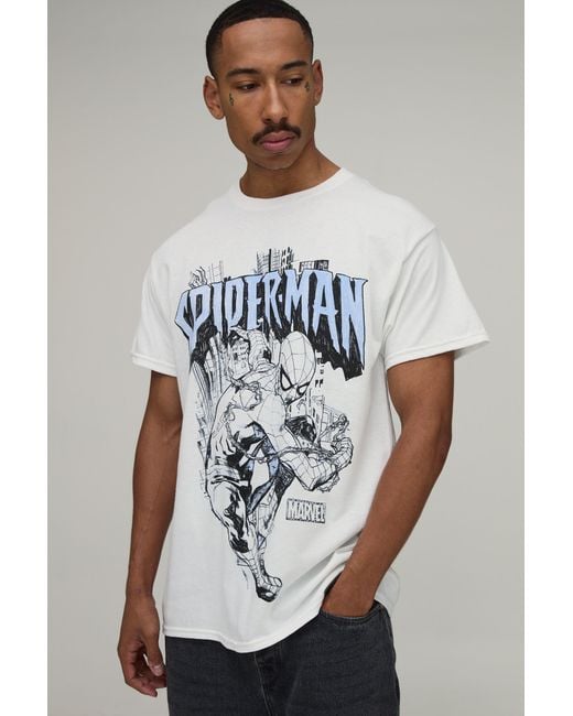 BoohooMAN Gray Oversized Spiderman License Print T-Shirt for men