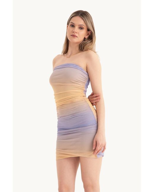 Hiccup Multicolor Tulle Ombre Strapless Mini Dress