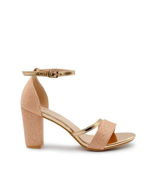 Where's That From Brown Wheres 'Ella' Mid High Block Heel Sandals With Ankle Strap