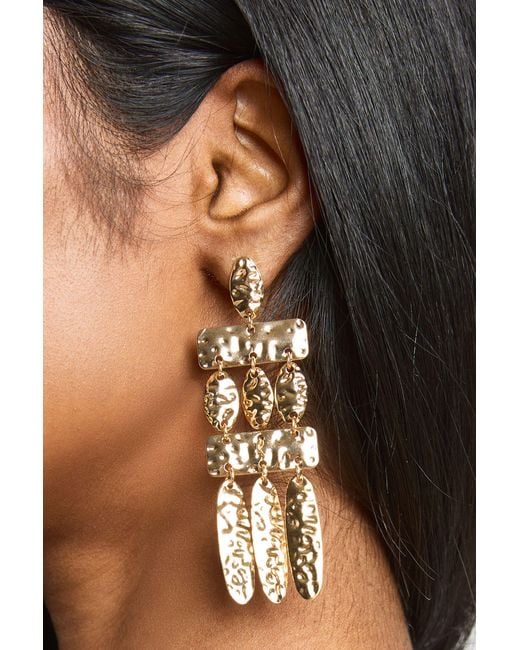 Boohoo Black Statement Hammered Chandelier Earrings