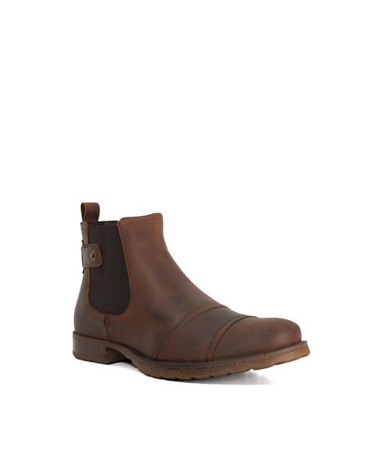 Dune Brown Saltwood Leather Casual Chelsea Boots for men