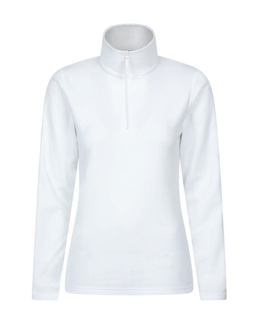 Mountain Warehouse White 'Camber' Striped Fleece Top Half Zip Quick Dry Breathable Sweater
