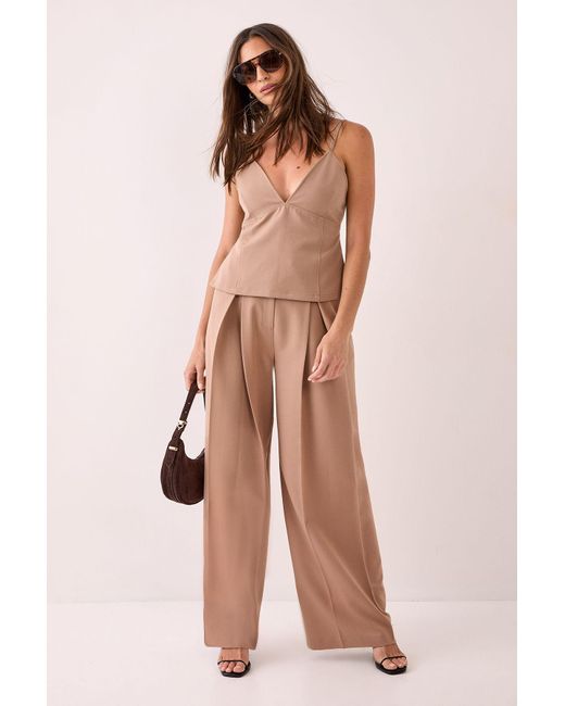 Nasty Gal Gray Tailored Seam Detail Tie Back Strappy Top