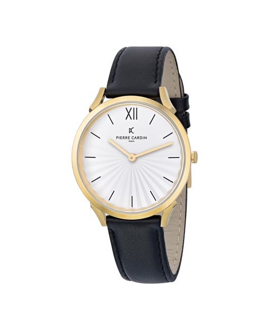 Pierre Cardin Black Pigalle Plissée Watch Cpi.2005 Leather