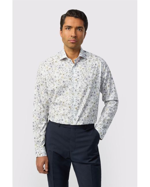 Alexandre Silver Label Gray Long Sleeve Floral Tailored Formal Shirt for men