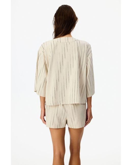 Penti Natural Striped Woven Mini Beach Cover-Up