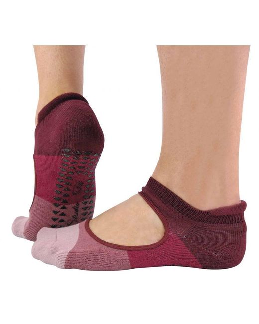 Sock Snob Purple 2 Pairs Ladies Non Slip Grip Low Cut Invisible Pilates Yoga Socks