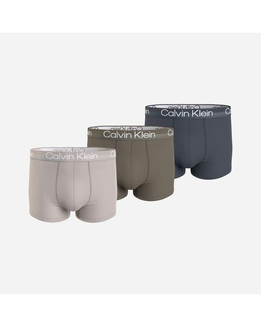 Calvin Klein Gray Modern Structure 3 Pack Trunks Multicoloured for men