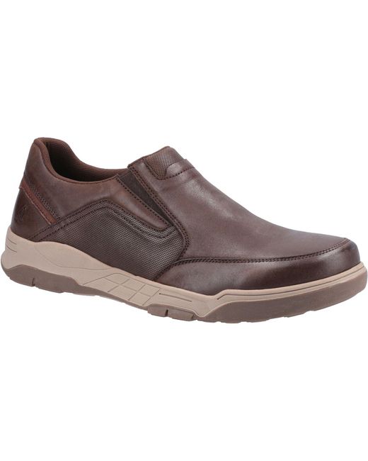 Hush Puppies Brown Fletcher Leather Coffee Loafers for men