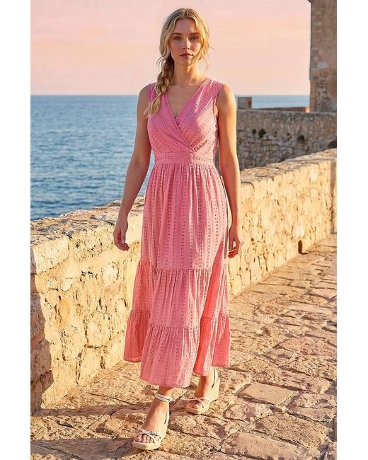 Roman Embroidered V-Neck Midi Dress