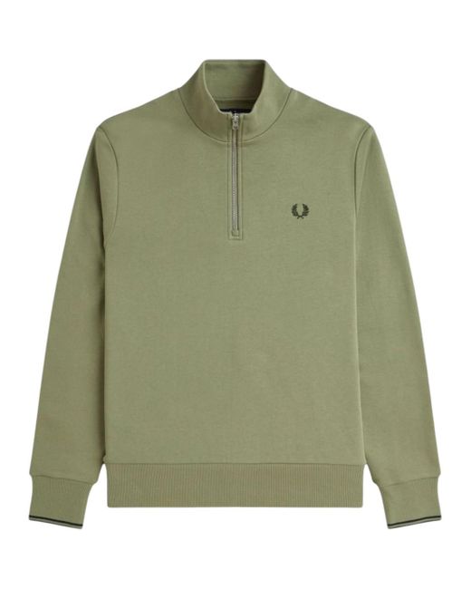 Fred Perry Green Half Zip Sweatshirt Mint for men