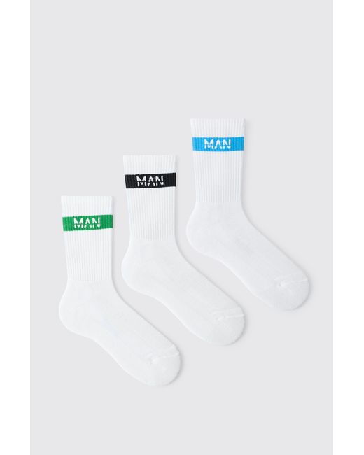 BoohooMAN Blue 3 Pack Striped Jacquard Socks for men