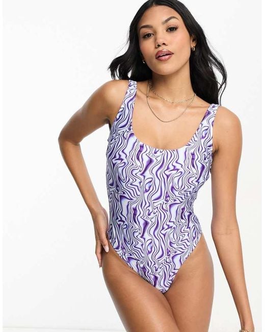ASOS Purple Fuller Bust Scoop Neck Swimsuit