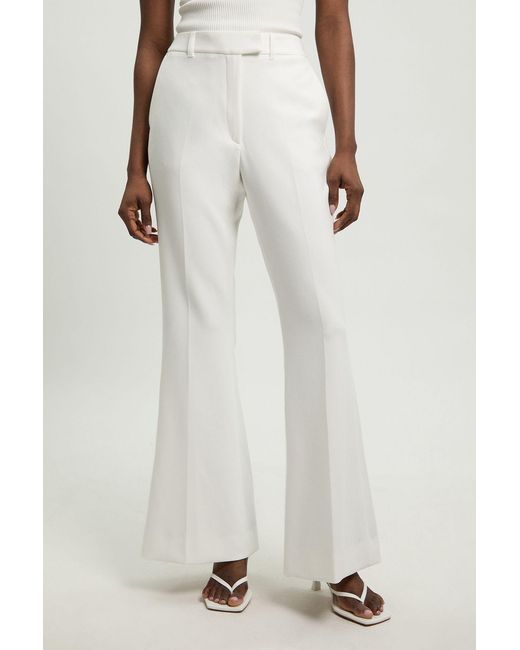 Karen Millen White Compact Stretch Tailored Straight Leg Trouser