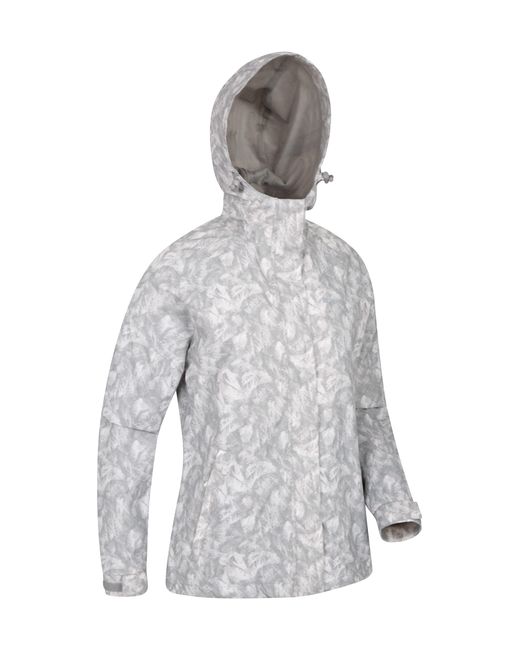 Mountain Warehouse Gray 'Torrent' Printed Jacket With Adjustable Hood Waterproof Coat Polyamide