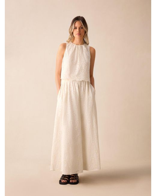 Ro&zo White Ivory Broderie Maxi Skirt