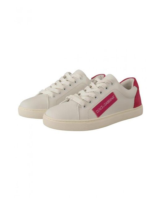 Dolce & Gabbana Pink Leather Low Top Sneakers Shoes