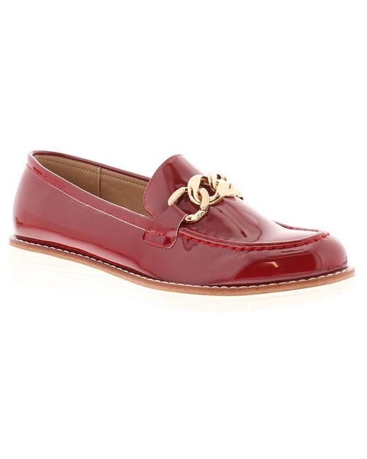 Apache Red Loafer Shoes Ledge Slip On Pu