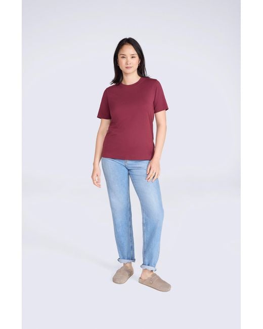 Mountain Warehouse Red 'Everyday Fit' T-Shirt Sun Protection Breathable Tee Cotton