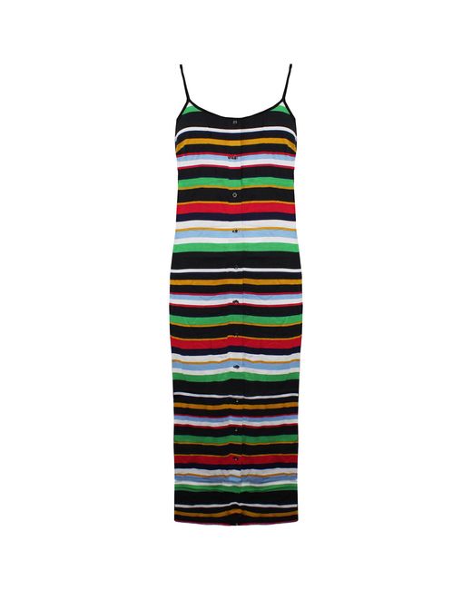 Vans Black Off The Wall Sleeveless Striped Multicoloured Midi Dress Vn0005Hw448