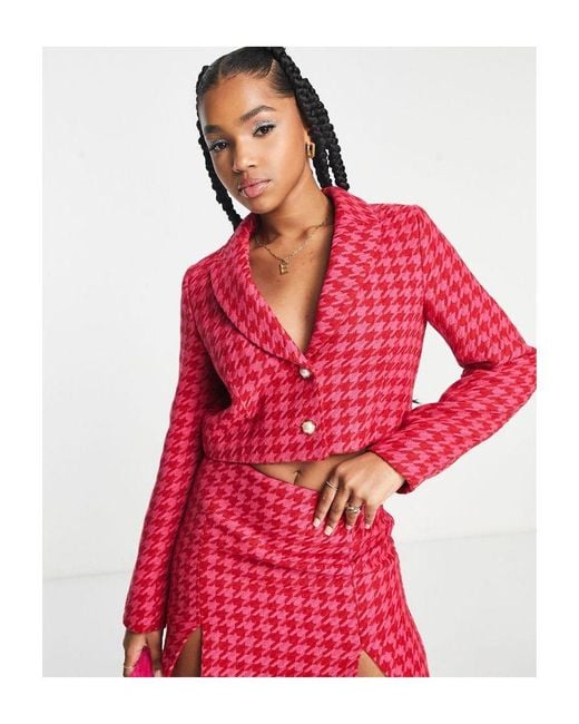 Miss Selfridge Red Boucle Cropped Blazer Co-Ord