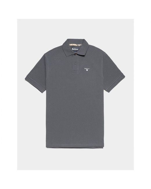 Barbour Gray Tartan Pique Polo Shirt for men