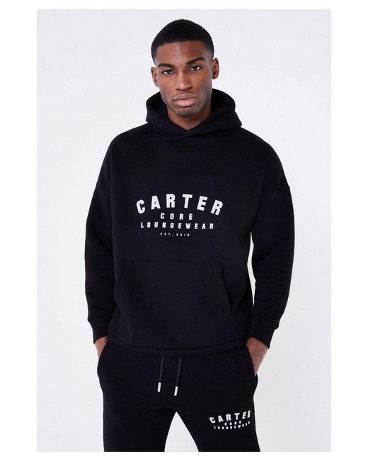 Jameson Carter Black heritage Cotton Blend Oversized Hoodie With
