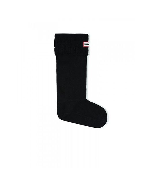 Hunter Black Recycled 6 Stitch Cable Tall Boot Sock