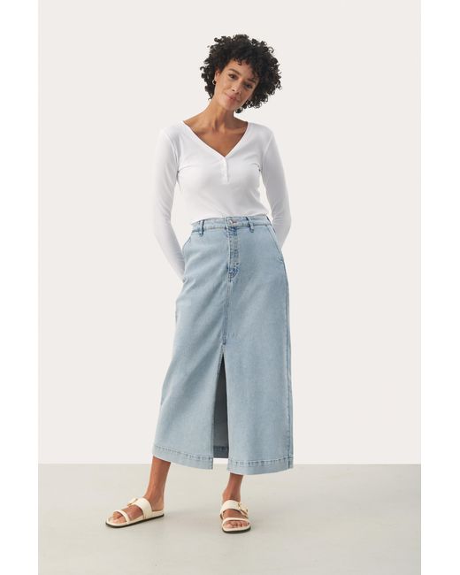 Part Two Denim Rok A-Shape Light Denim in het Blue