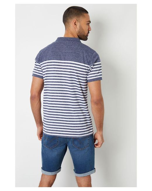Threadbare Blue 'Alison' Cotton Jersey Striped Polo Shirt for men