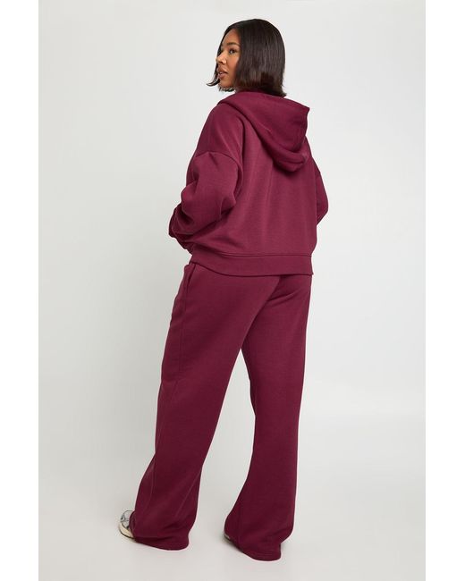 Boohoo Red Plus Applique 89 Zip Through Hoodie Tracksuit