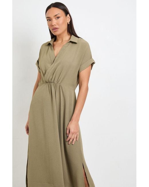 Wallis Natural Summer Roll Sleeve Midi Dress