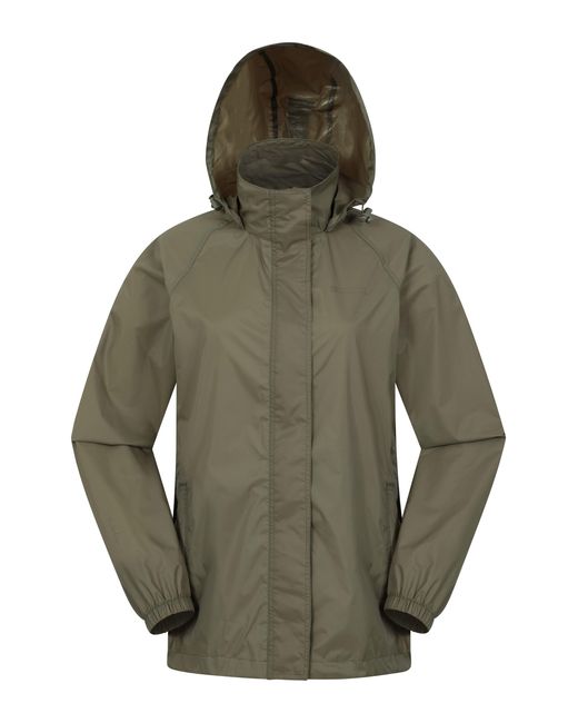Mountain Warehouse Green 'Pakka' Packable Jacket Waterproof Breathable Adjustable Hood Rain Coat Polyamide