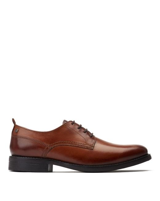 Base London Brown Newman Washed Leather Derby Shoes for men