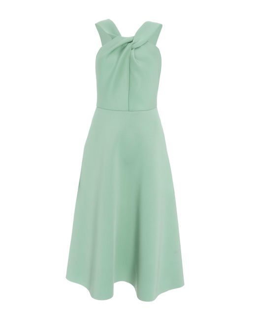 Quiz Green Sage Cross Front Skater Midi Dress