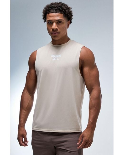 BoohooMAN White Training Dept Regular Fit Tank for men