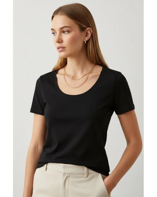 Esprit Black Scoop Neck Cotton Tee
