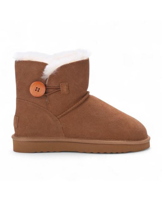 Infinity Leather Brown Sheepskin Suede Ankle Bootie Warm Winter Boots