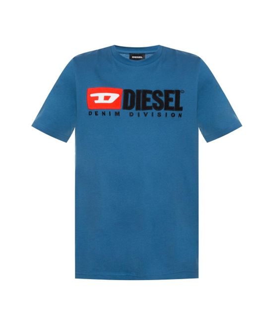 DIESEL Blue T-Diego-Division Logo T-Shirt for men