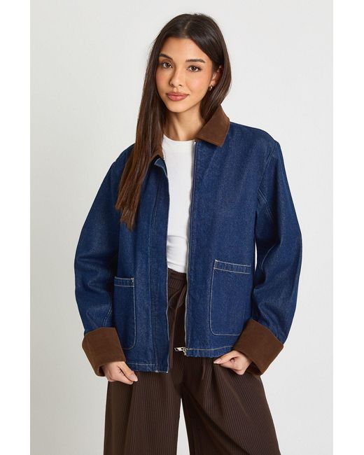 Boohoo Blue Denim Barn Jacket