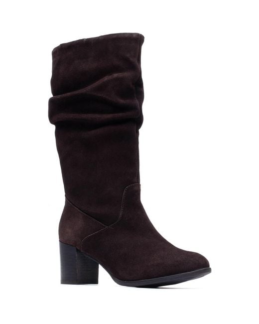 Hush Puppies Black Cosima Suede Heeled Knee High Boots