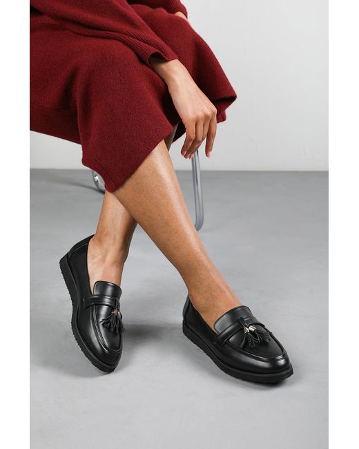 Where's That From Black Wheres 'Lucy' Wide Fit Tasseled Loafers