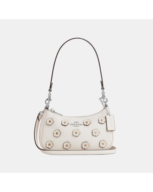 COACH White Teri Mini Crossbody With Floral Applique