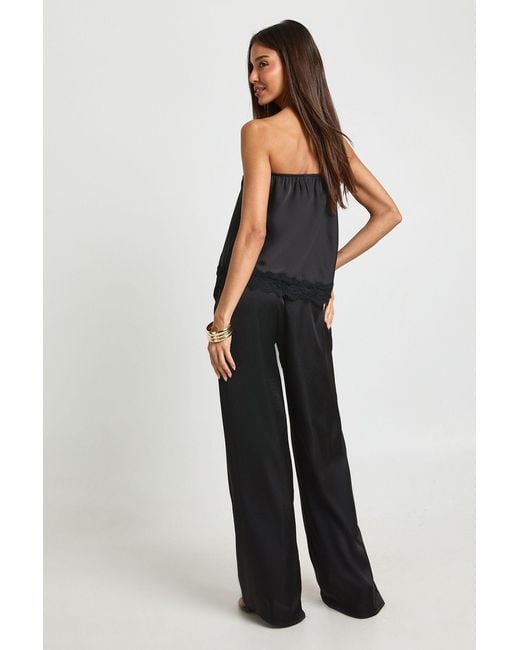 Boohoo Blue Satin Wide Leg Trousers