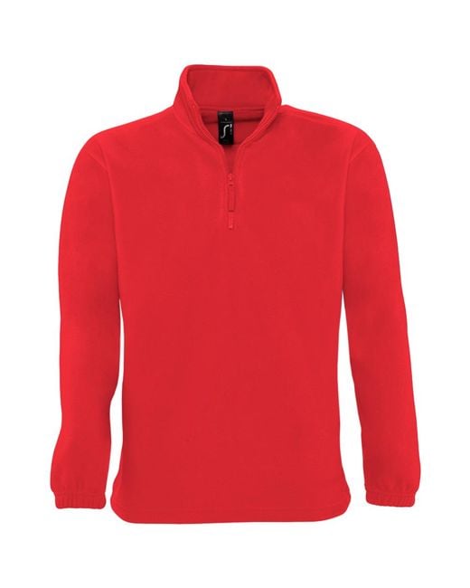 Sol's Red Ness Zip Neck Anti-Pill Fleece Top for men