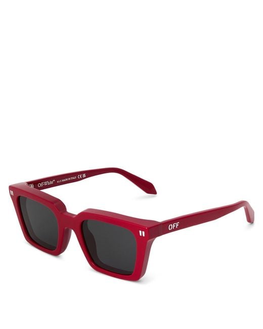 Off-White c/o Virgil Abloh Red Accessories Off Reno Rectangle Full Rim Sunglasses for men