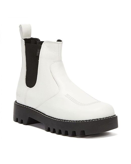 Kickers White Kizziie Chelz Boots Leather